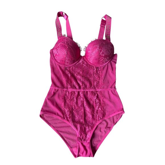 Juicy Couture Lace Bodysuit size S Hot Pink Push Up - Picture 1 of 8